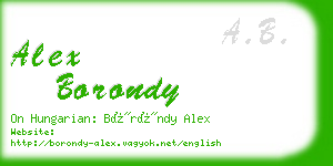 alex borondy business card